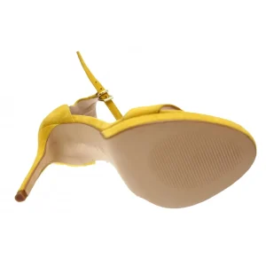 Osmose Shoes Sandales & Nu-Pieds-Sandale Sabrina : Daim Jaune Ajouré & Talon