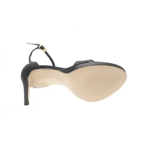 Osmose Shoes Sandales & Nu-Pieds-Sandale Sabrina: Cuir Noir Ajouré & Talon
