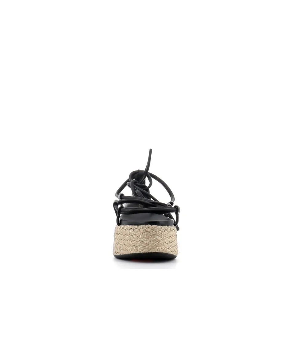 Osmose Shoes Sandales & Nu-Pieds-SANDALES SABRINA CUIR NOIR PLATEFORME